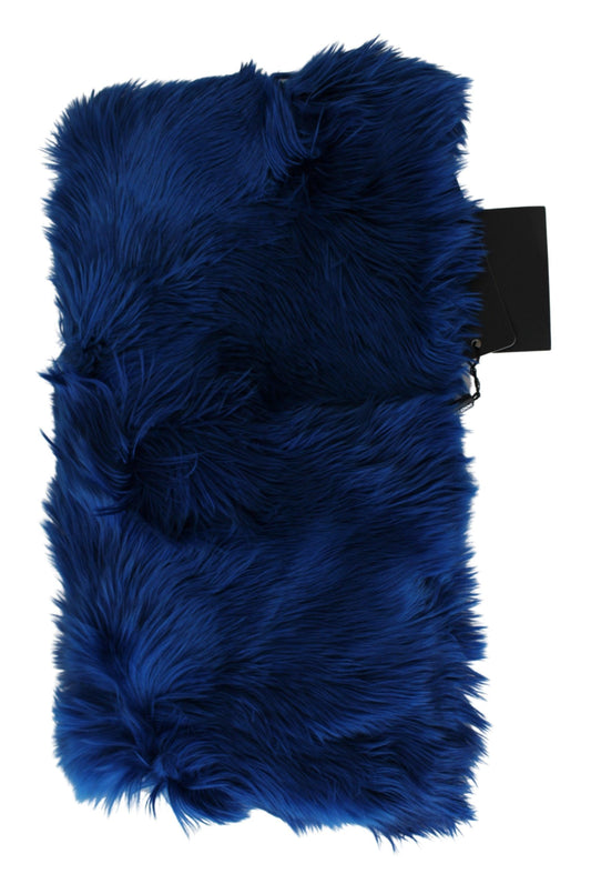 Elegant Blue Alpaca Fur Neck Wrap