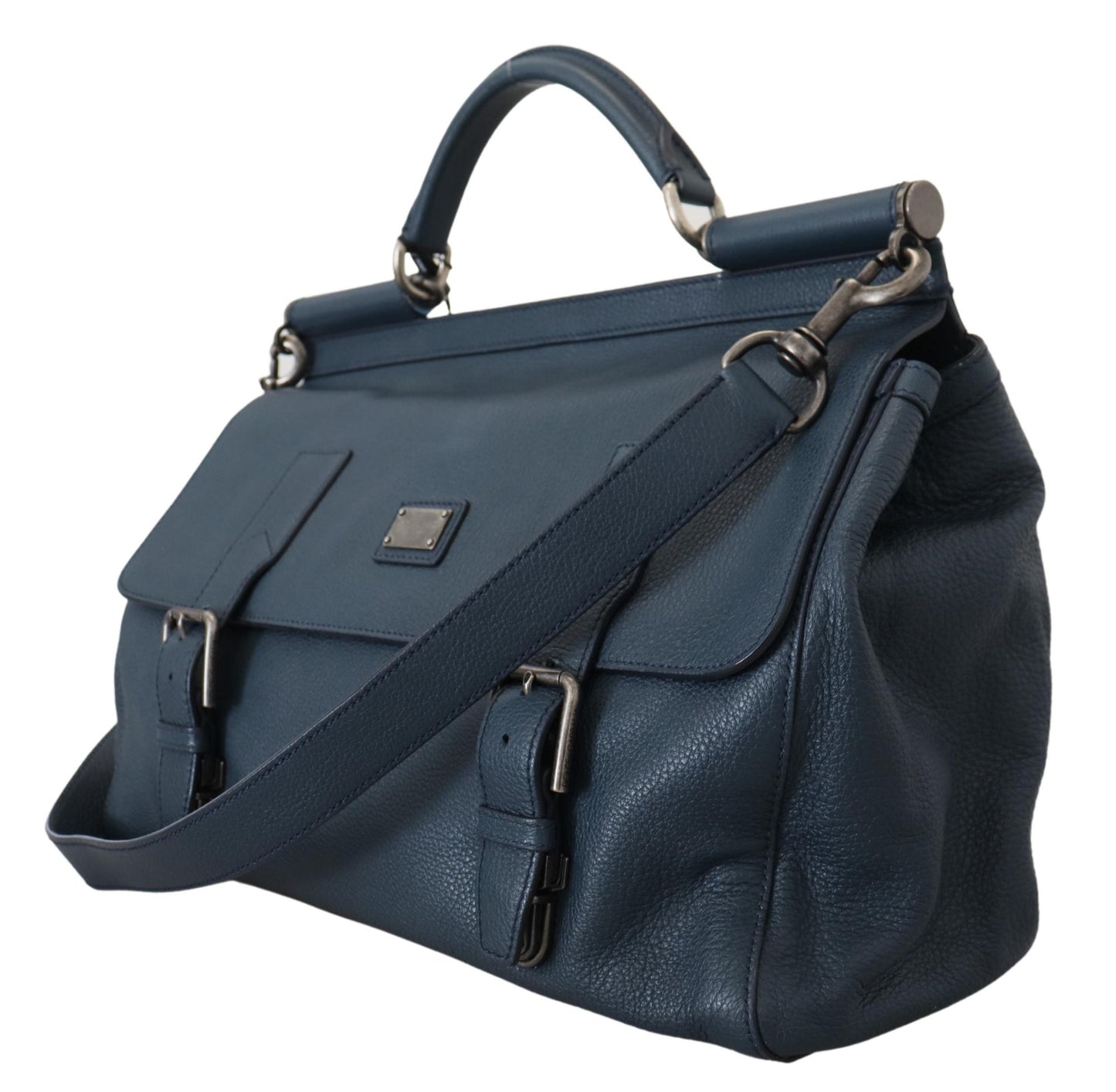 Elegant Blue Leather Work Bag
