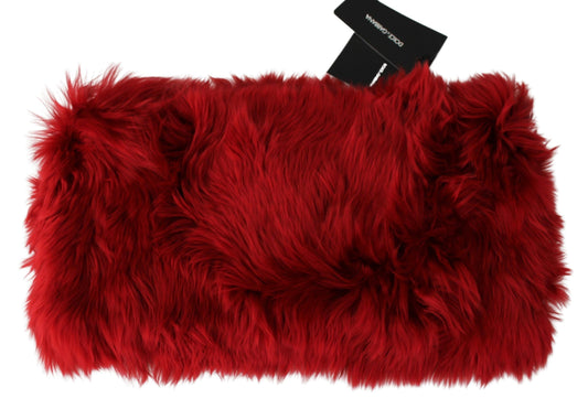 Elegant Red Alpaca Fur Neck Wrap Scarf
