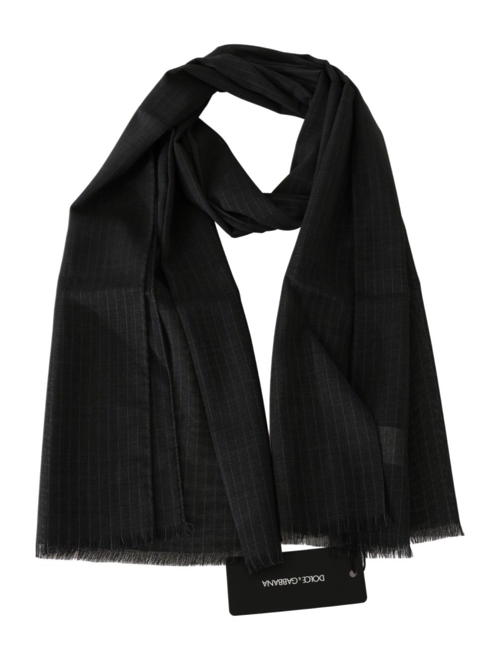 Elegant Gray Striped Silk Scarf for Men