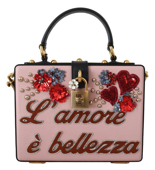 Chic Sequined Heart Floral Leather Box Bag