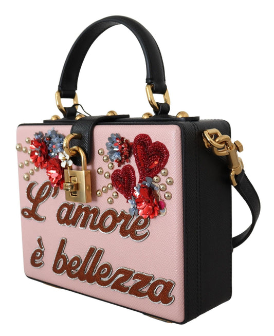 Chic Sequined Heart Floral Leather Box Bag