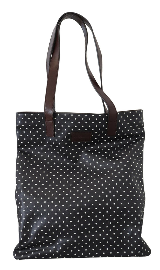 Black White Polka Dots Canvas Shopping Tote Bag