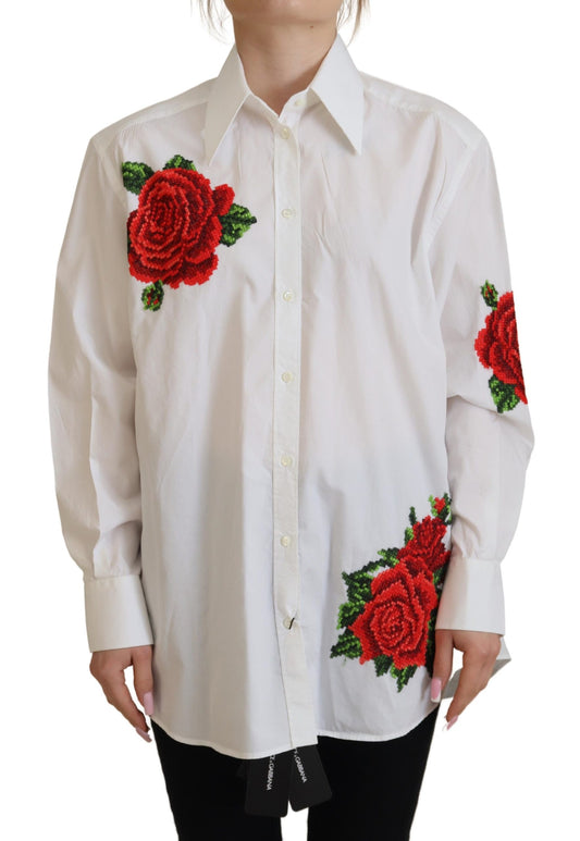 Elegant Floral Embroidered Silk Blend Shirt