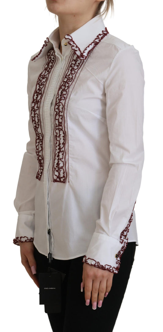 Elegant White Cotton Polo Top
