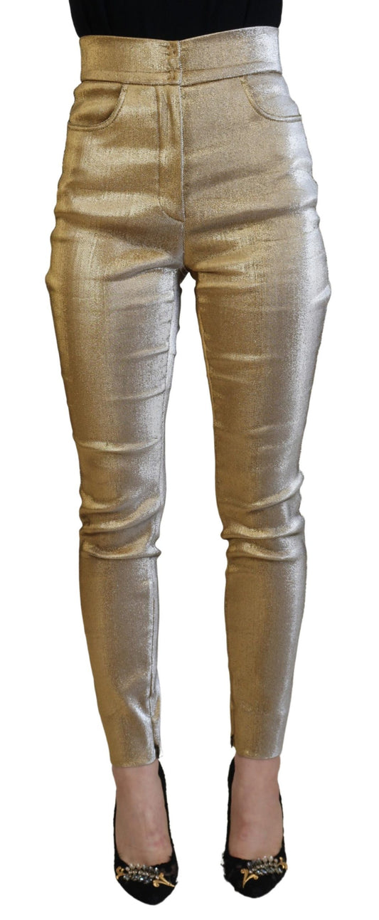 Elegant Gold-Toned Denim Pants