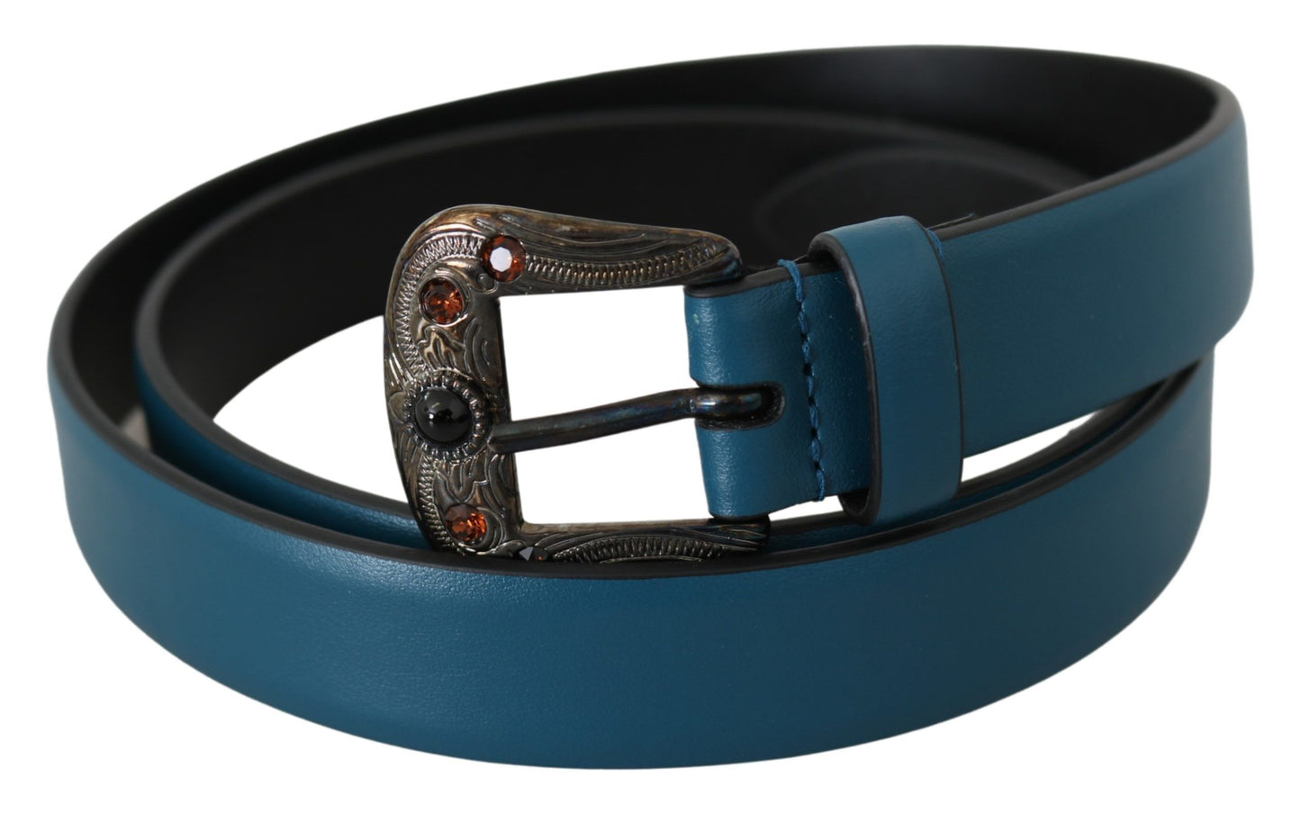 Elegant Crystal-Embellished Leather Belt