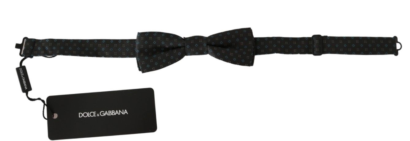 Elegant Silk Gray Patterned Bow Tie