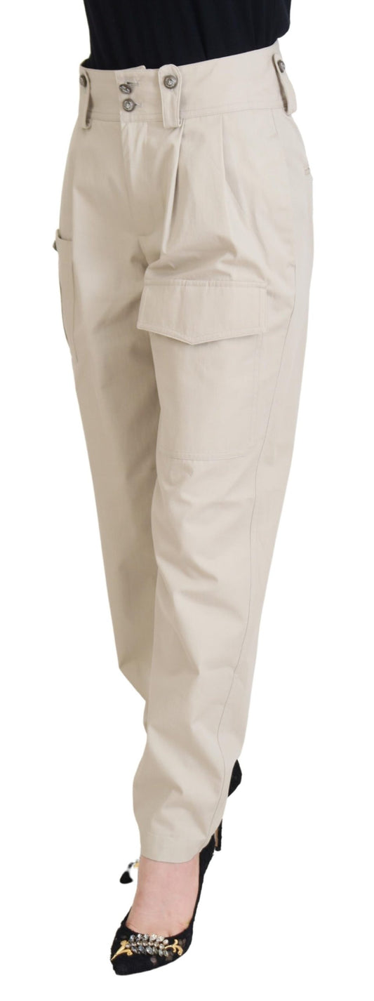 Chic Beige Cotton Trousers for Elegant Comfort