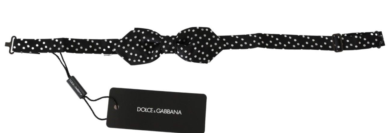 Black Polka Dots Mens Necktie Papillon 100% Silk Bow Tie