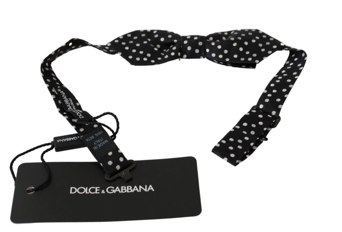 Black Polka Dots Mens Necktie Papillon 100% Silk Bow Tie