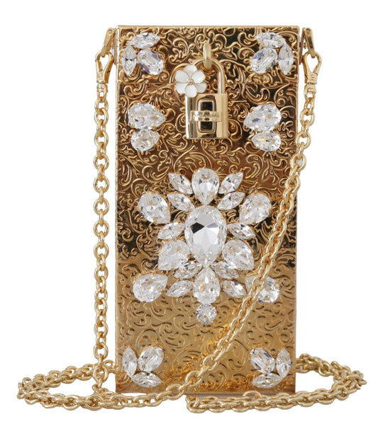 Gold Crystal Mini Purse with Chain