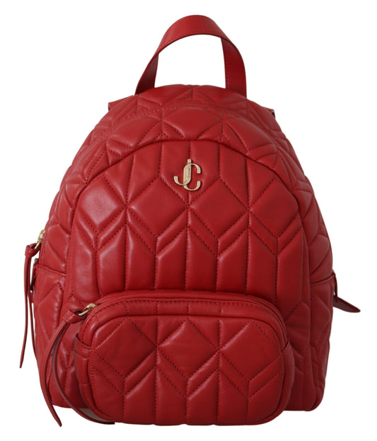 Quilted Nappa Leather Backpack in Royal Red