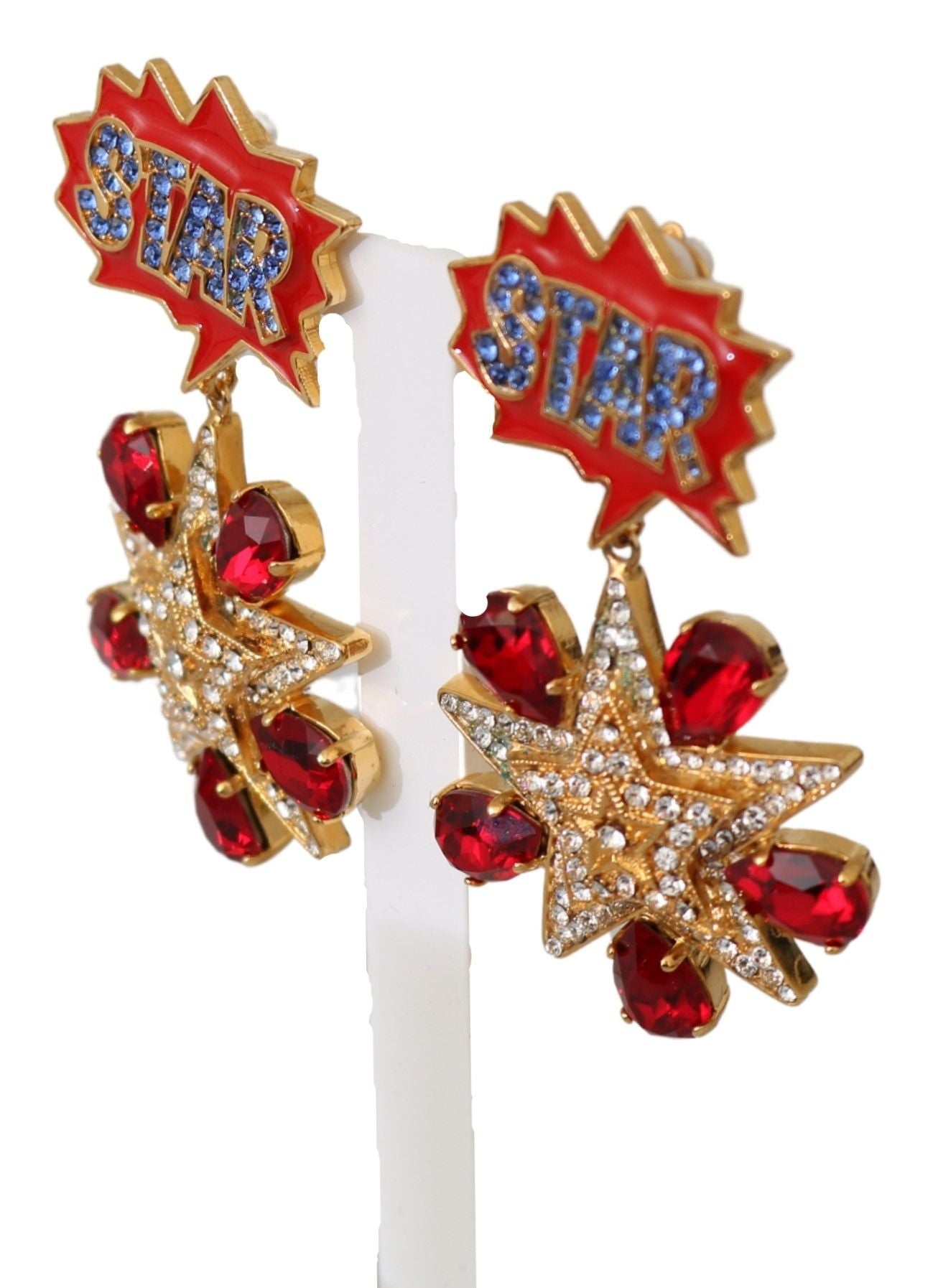 Elegant Star Motif Crystal Dangle Earrings