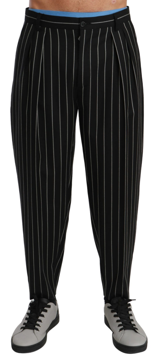 Elegant Striped Casual Wool Pants