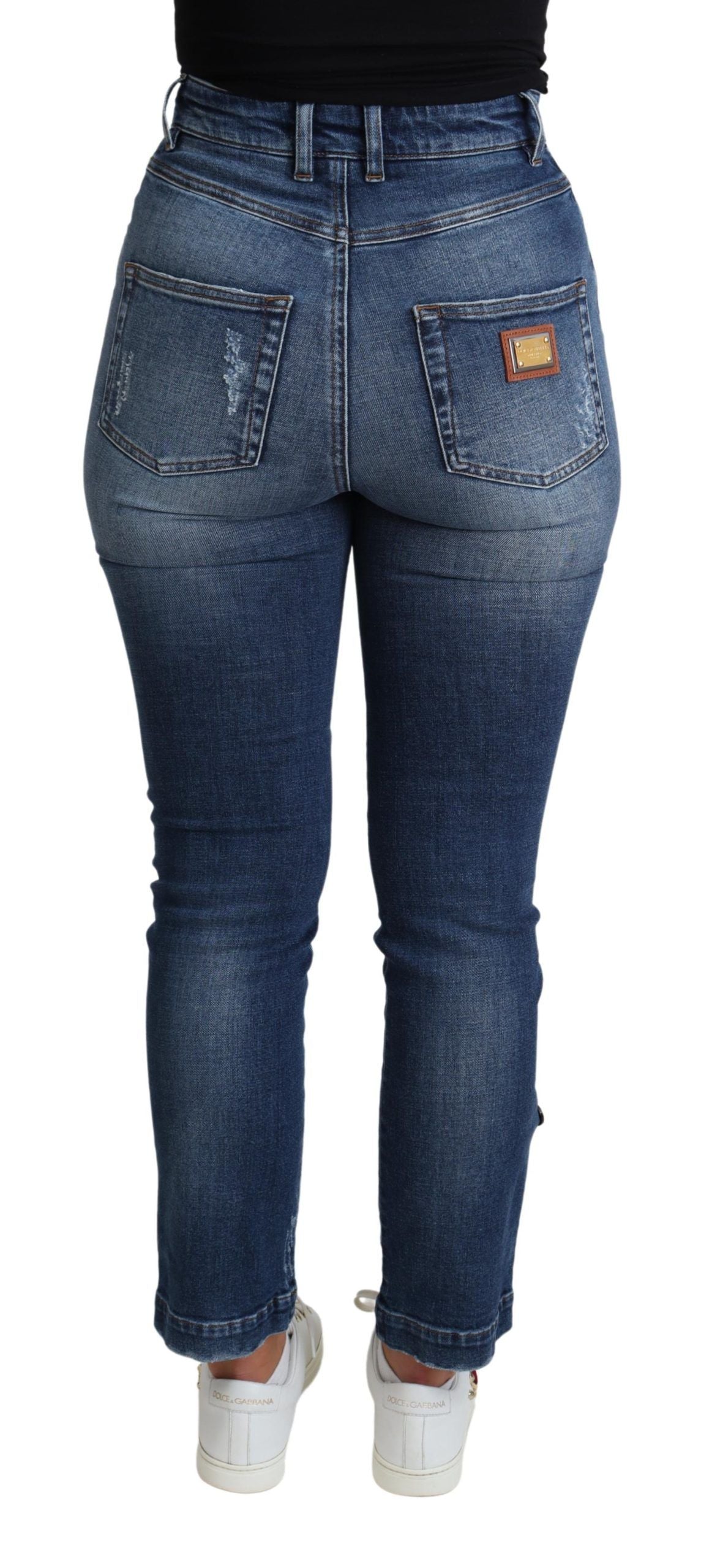 Embellished High Waist Skinny Denim Jeans