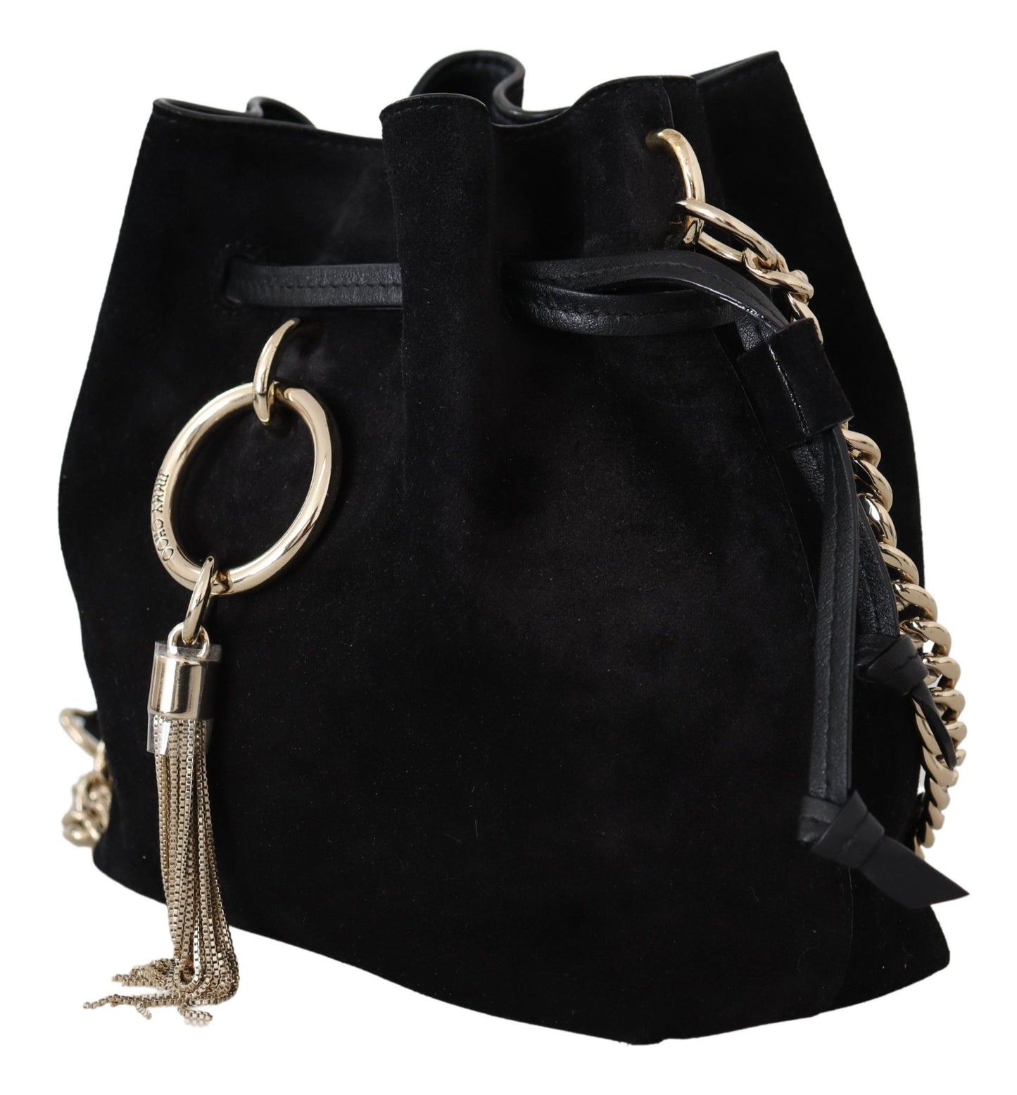 Black Suede Leather Callie Sue Bucket Shoulder Bag