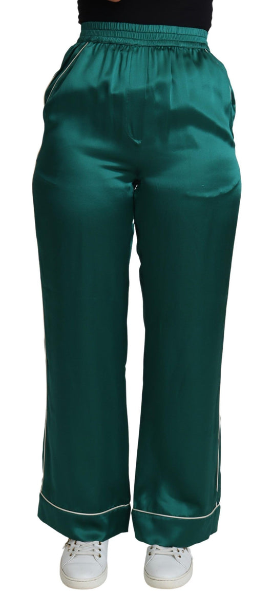 Exquisite Silk Pajama Trousers in Lush Green