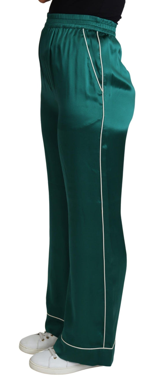 Exquisite Silk Pajama Trousers in Lush Green
