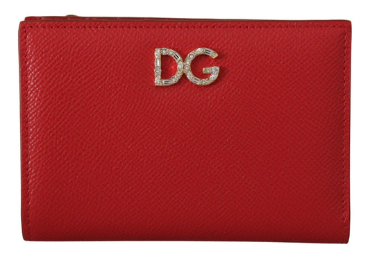 Elegant Red Leather Continental Bifold Wallet