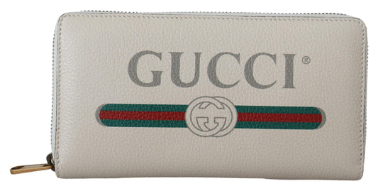 Elegant White Leather Zip Wallet