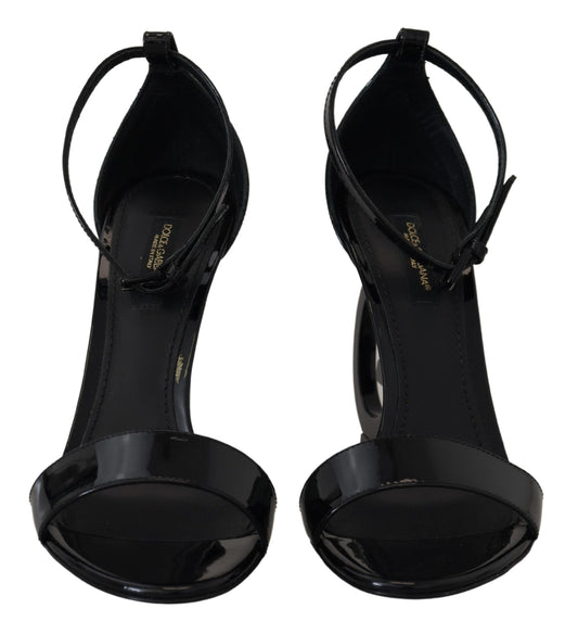 Elegant Black Leather Ankle Strap Sandals