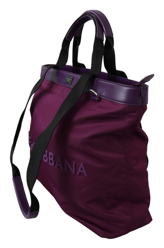 Elegant Purple Nylon Tote Bag