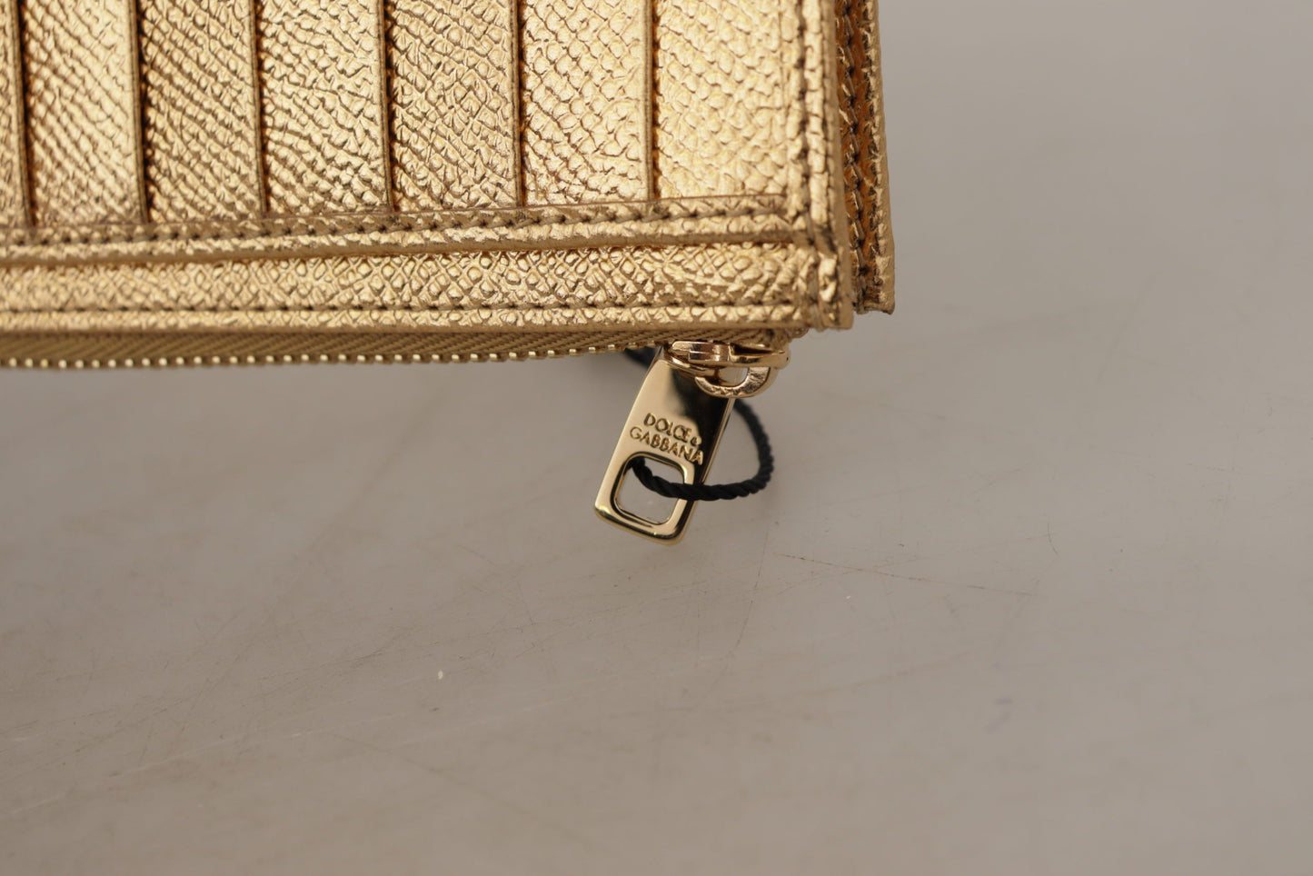 Elegant Gold Leather Long Wallet