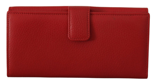 Elegant Red Leather Bifold Continental Wallet
