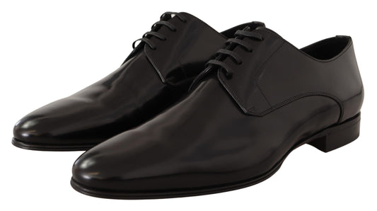 Elegant Black Leather Derby Shoes for Men