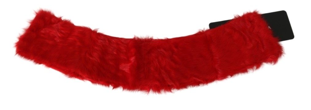 Red Fur Neck Collar Wrap Lambskin Scarf