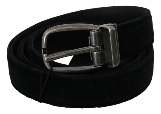 Elegant Black Leather Belt with Velvet Interior