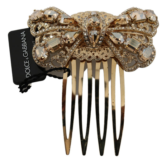 Elegant Gold Crystal Bow Hair Comb