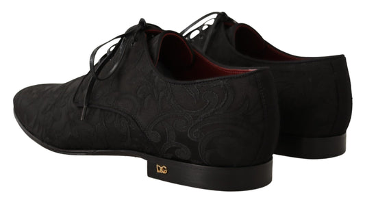 Elegant Black Jacquard Derby Shoes