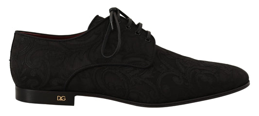 Elegant Black Jacquard Derby Shoes