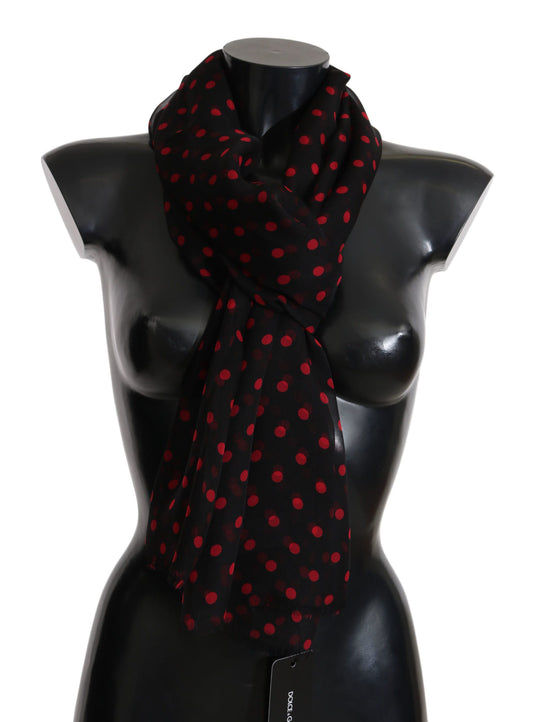 Elegant Silk Scarf Wrap in Black and Red