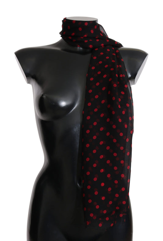 Elegant Silk Scarf Wrap in Black and Red