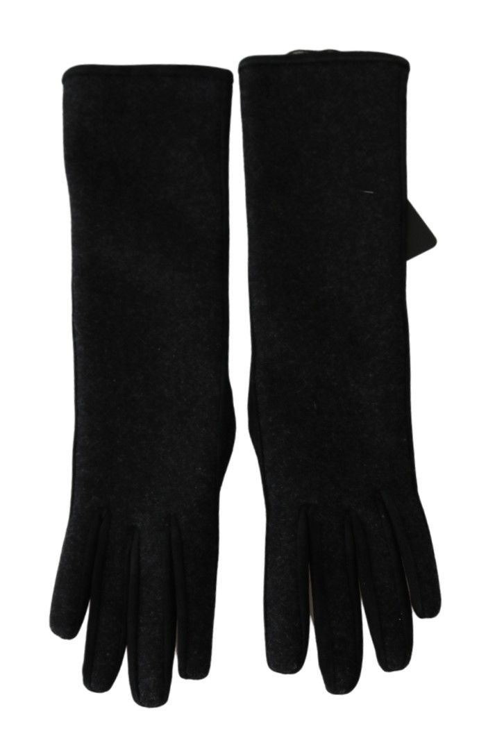 Elegant Mid-Length Wool Gloves in Black