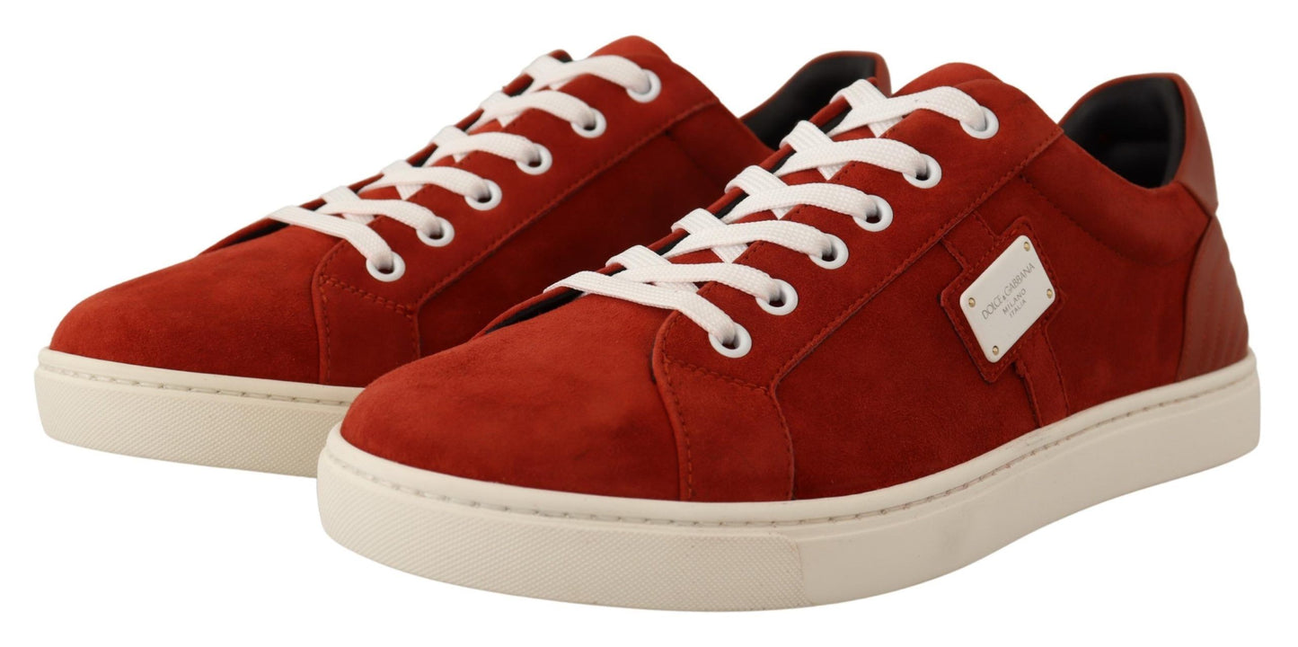 Regal Red Leather and Suede Sneakers