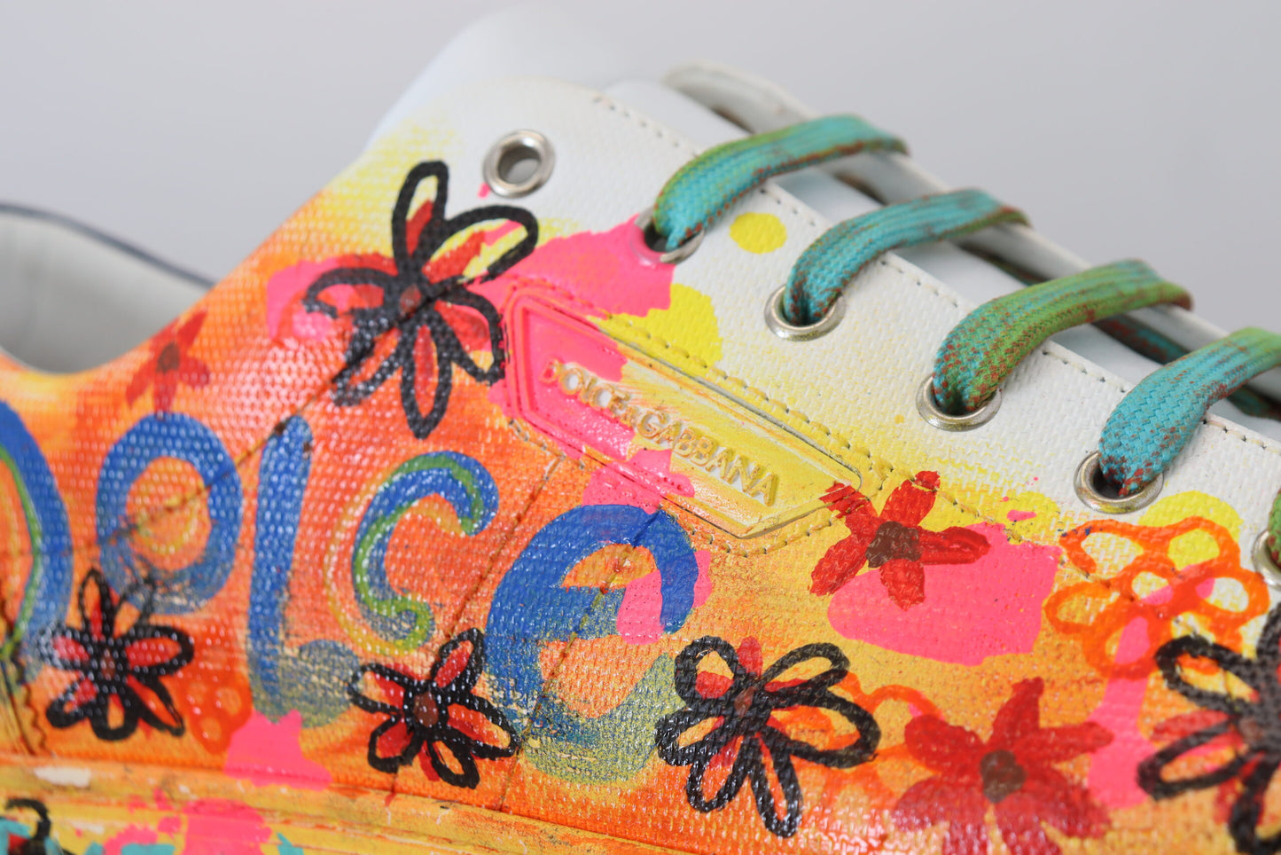 Multicolor Handpainted Low Top Leather Sneakers