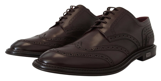 Elegant Brown Lace-Up Wingtip Leather Shoes