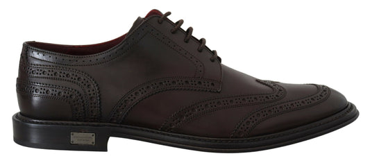 Elegant Brown Lace-Up Wingtip Leather Shoes