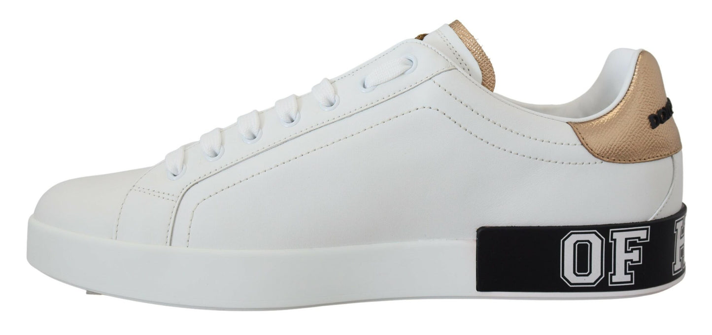 Regal Gold-Accent Leather Sneakers