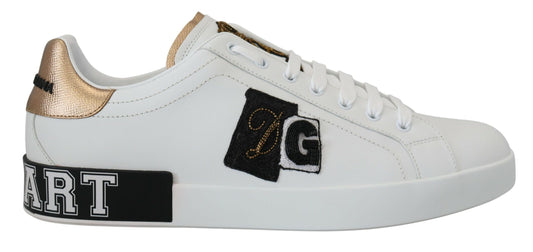 Regal Gold-Accent Leather Sneakers