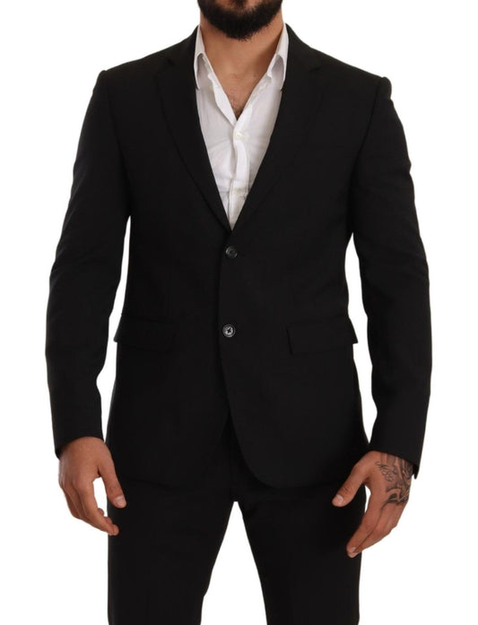 Elegant Striped Black 2 Piece Slim Fit Suit