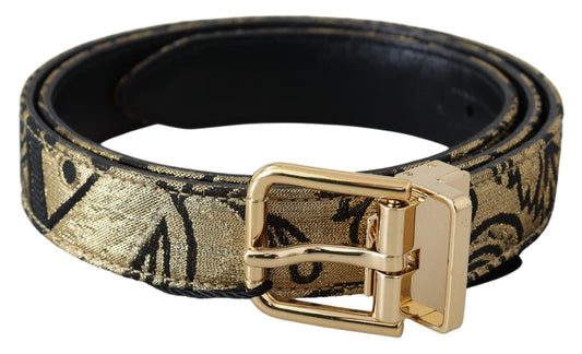 Gold Elegance Jacquard Leather Belt