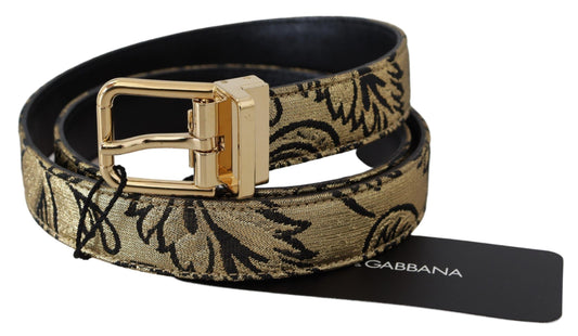 Gold Elegance Jacquard Leather Belt