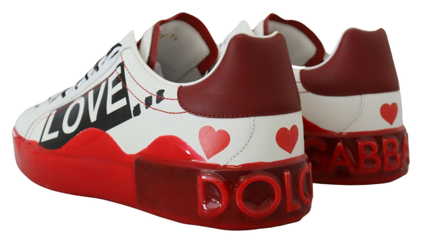 Exclusive Red & White Love Motif Sneakers