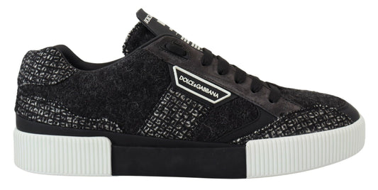 Chic Black Textured Low Top Sneakers