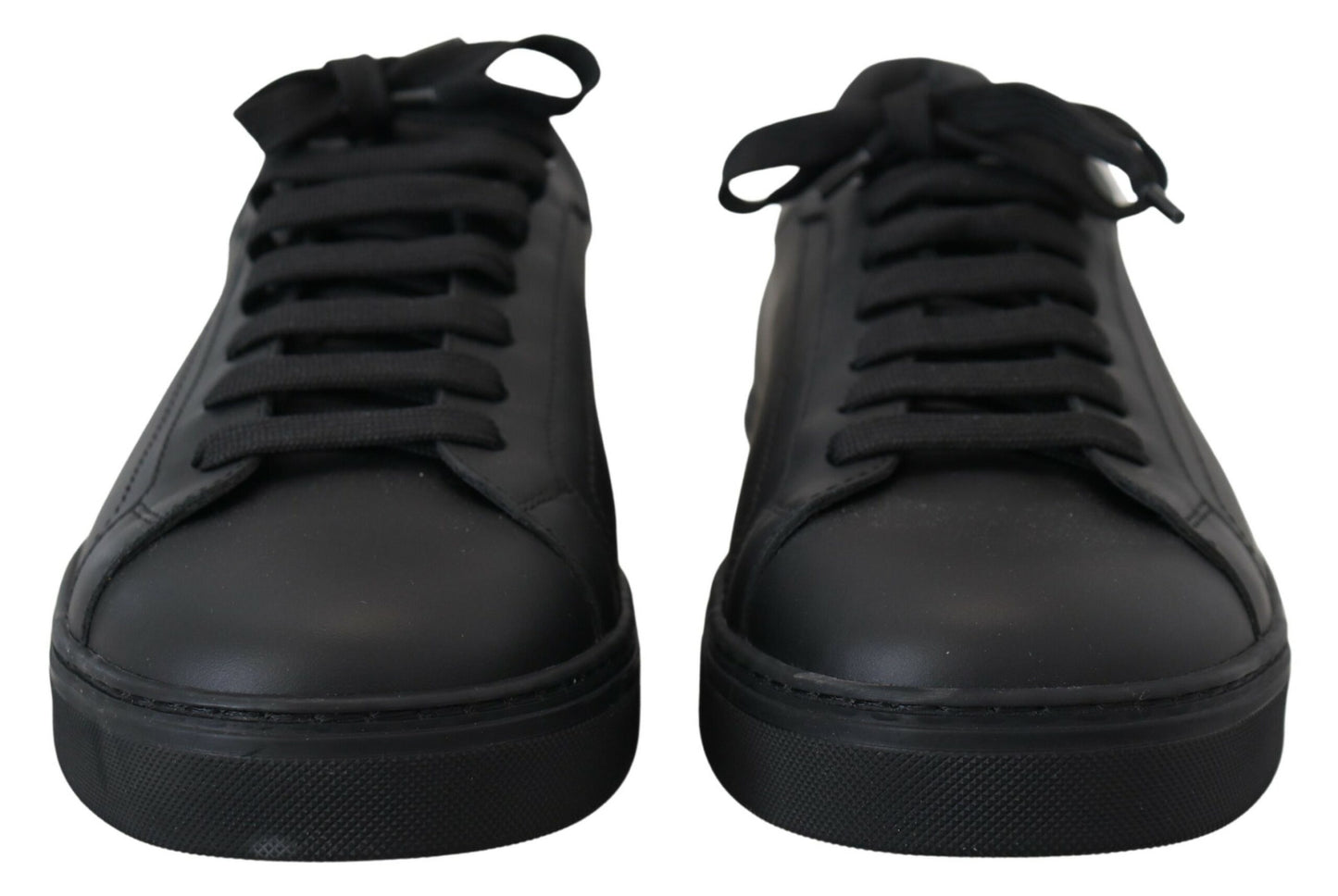 Sleek Black Low Top Leather Sneakers